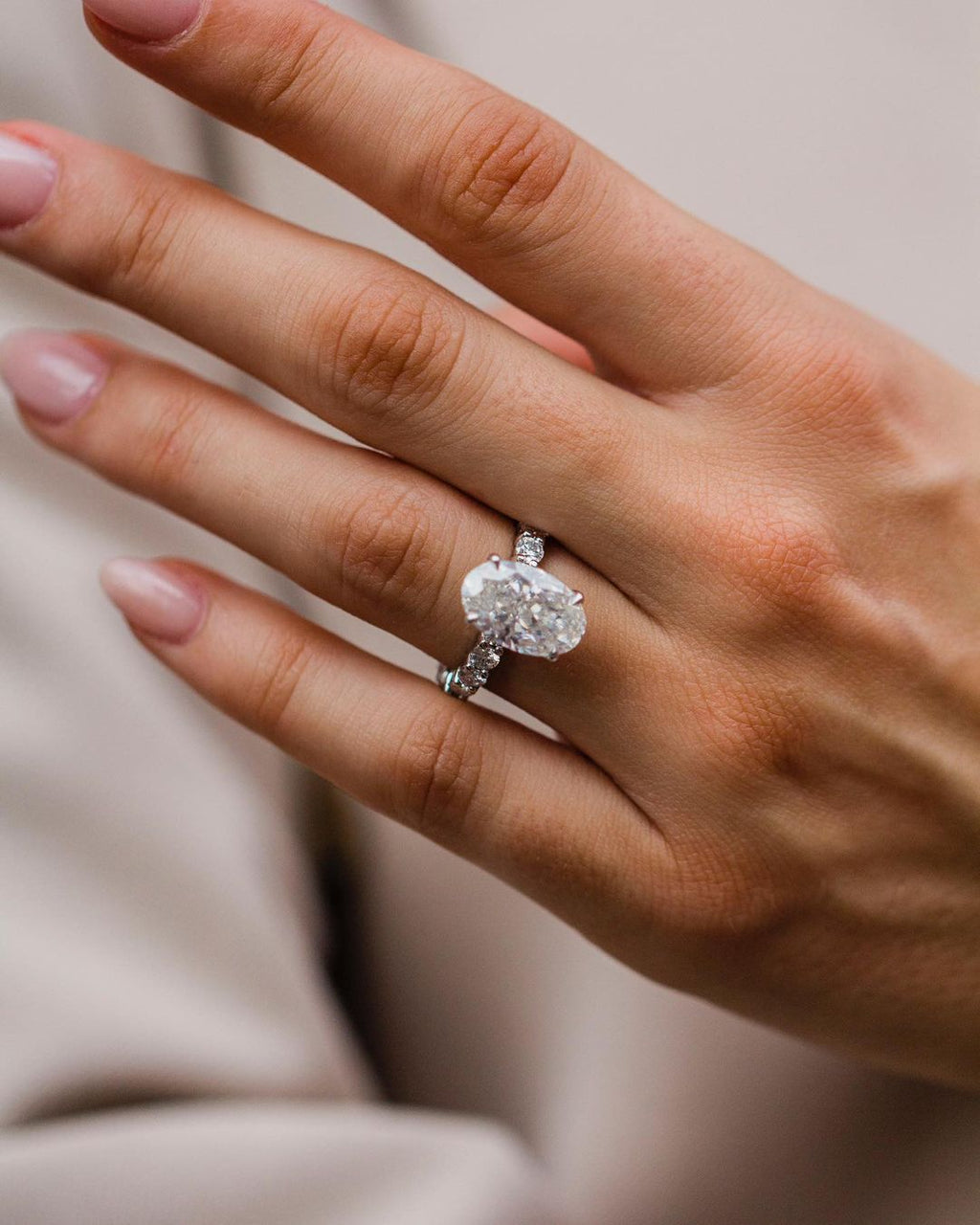 5.10 CT Oval Cut Hidden Halo Moissanite Engagement Ring 2