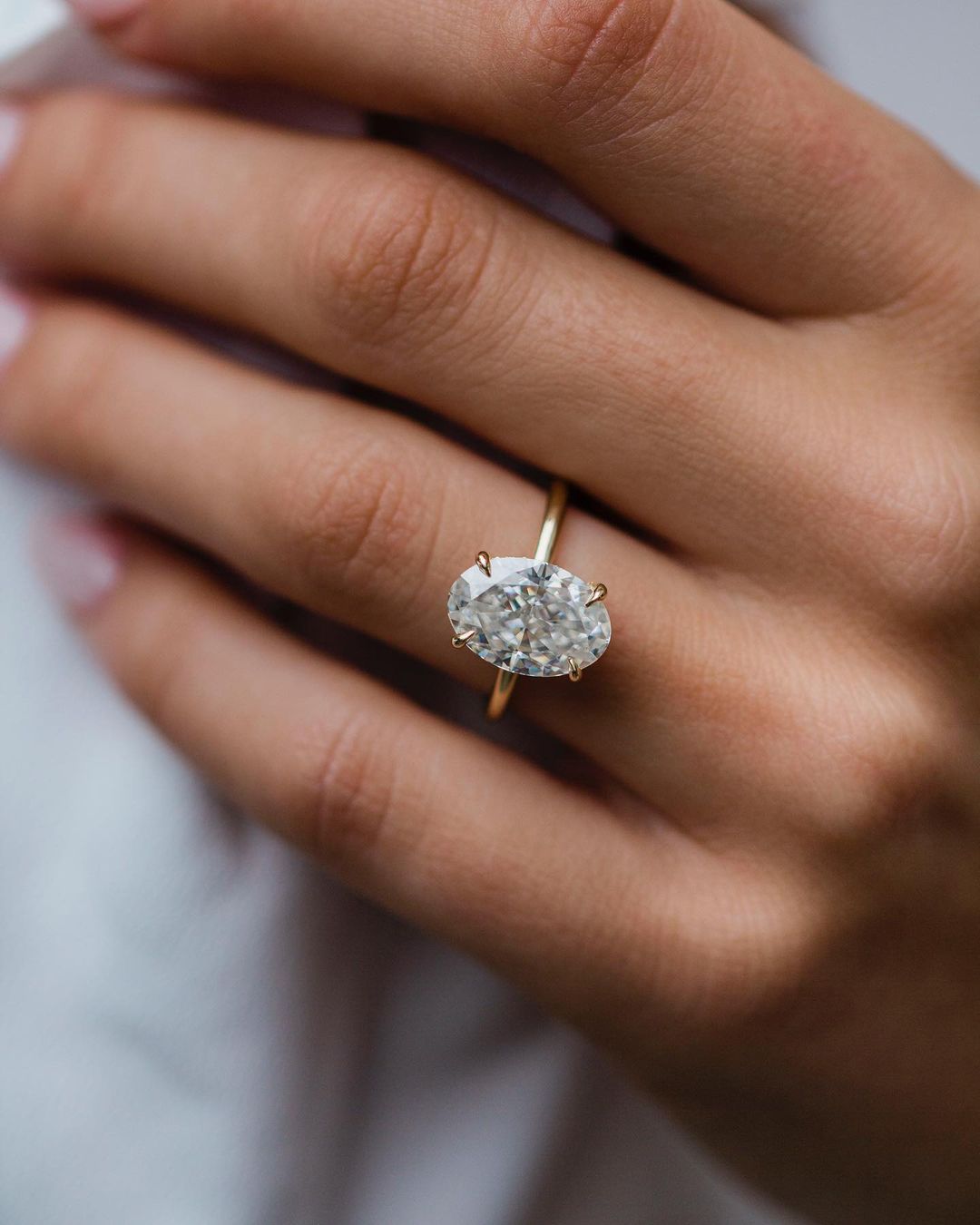 4.25 CT Oval Moissanite Ring Featuring Hidden Halo Style 1