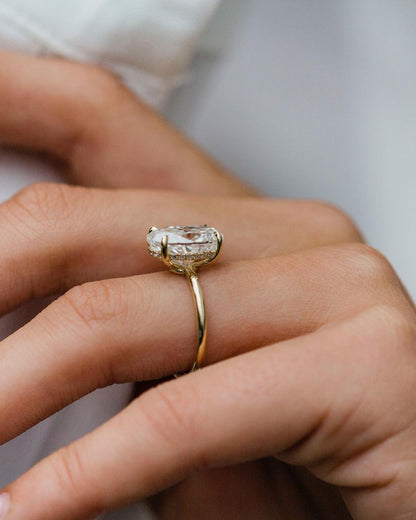 4.25 CT Oval Moissanite Ring Featuring Hidden Halo Style 2