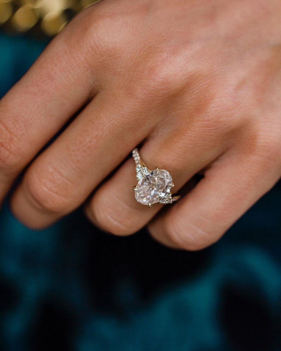 3.10 CT Oval Moissanite Ring Featuring Cluster Style 1