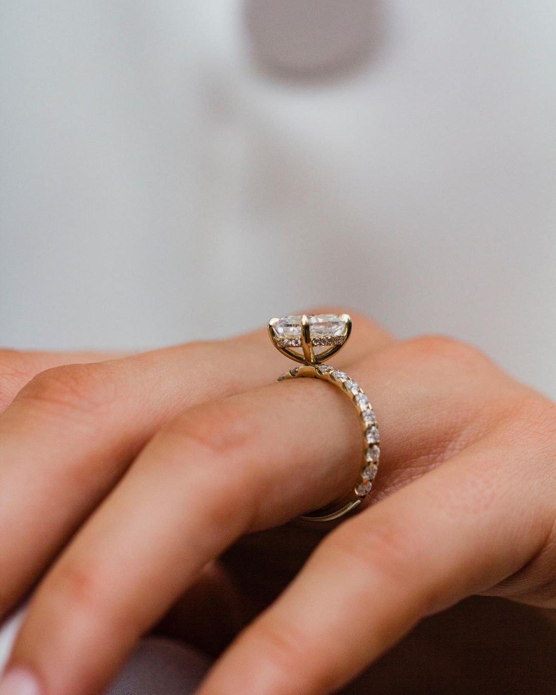 3.50 CT Oval Hidden Halo & Pave Moissanite Engagement Ring 3