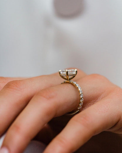 3.50 CT Oval Hidden Halo & Pave Moissanite Engagement Ring 3