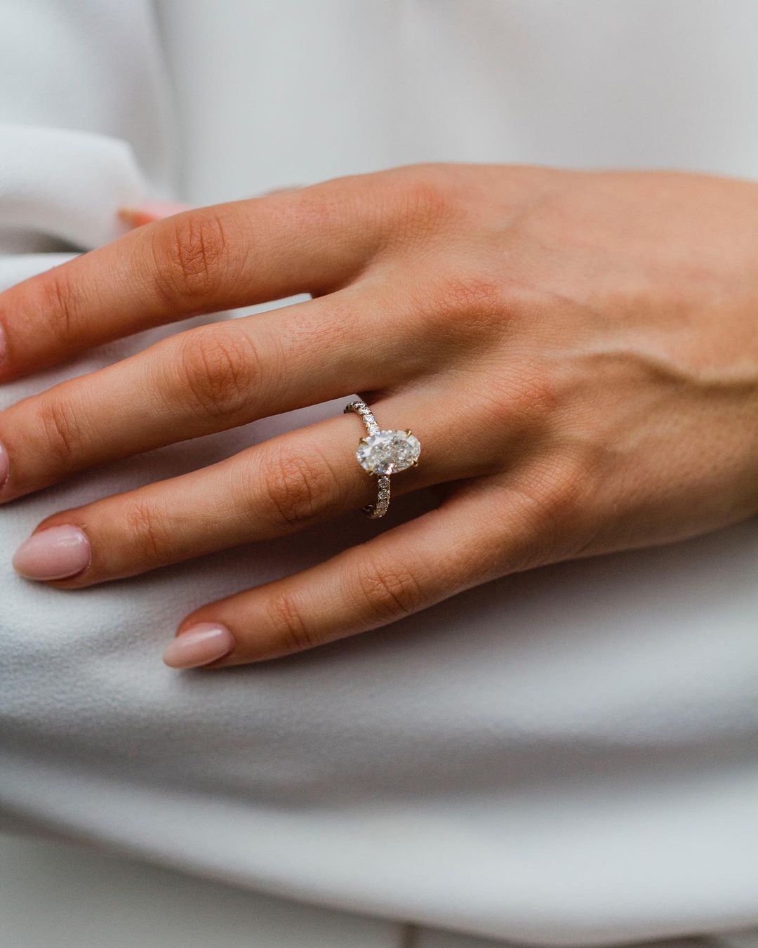 3.50 CT Oval Hidden Halo & Pave Moissanite Engagement Ring 4