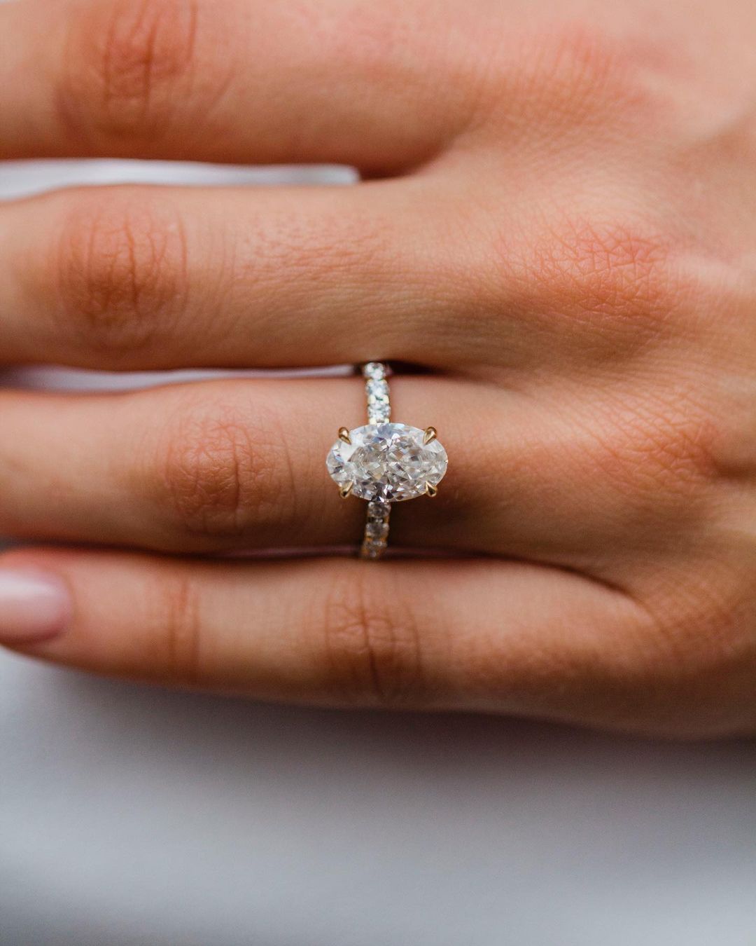 3.50 CT Oval Hidden Halo & Pave Moissanite Engagement Ring 1