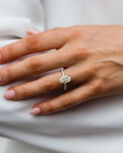 3.50 CT Oval Hidden Halo & Pave Moissanite Engagement Ring 2