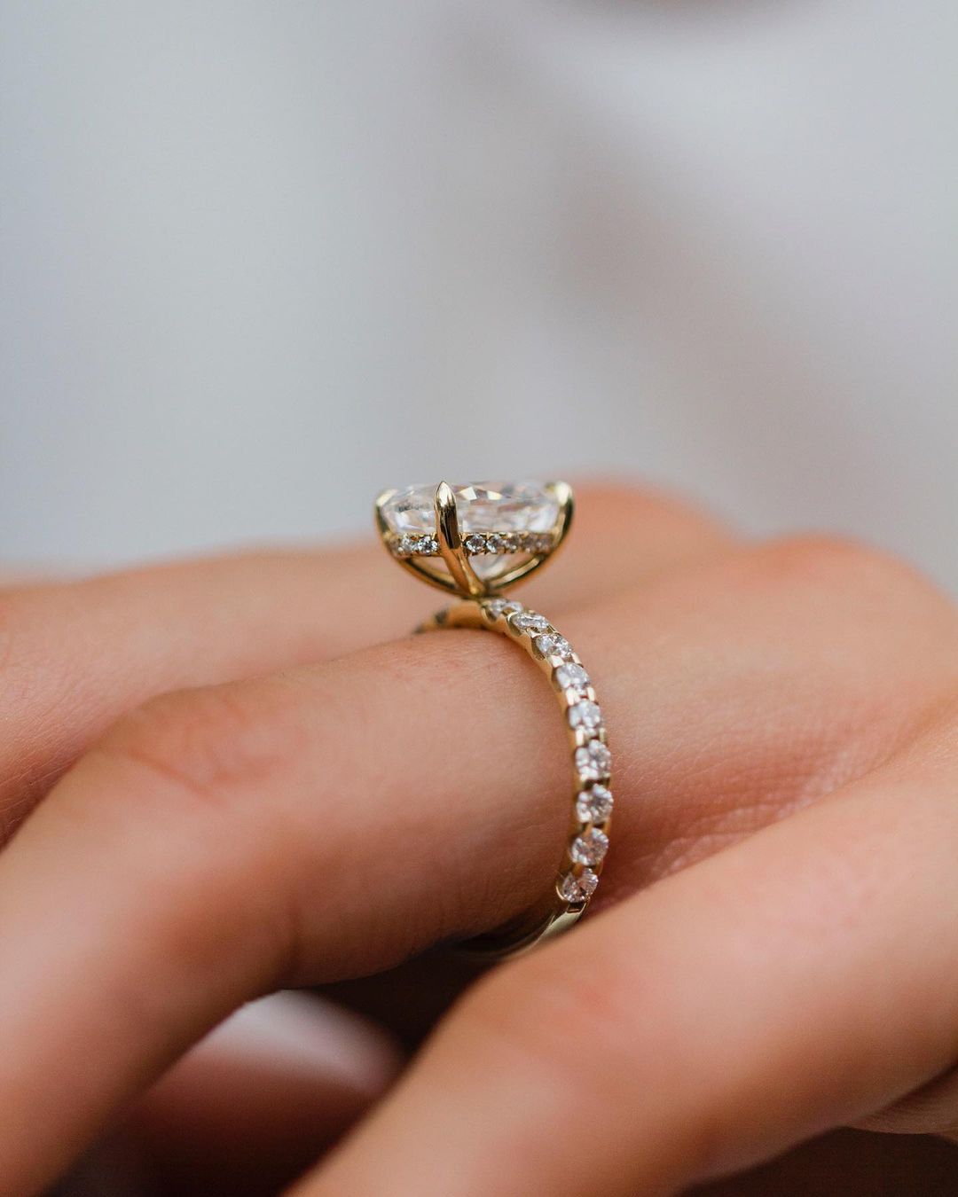 3.50 CT Oval Hidden Halo & Pave Moissanite Engagement Ring 5