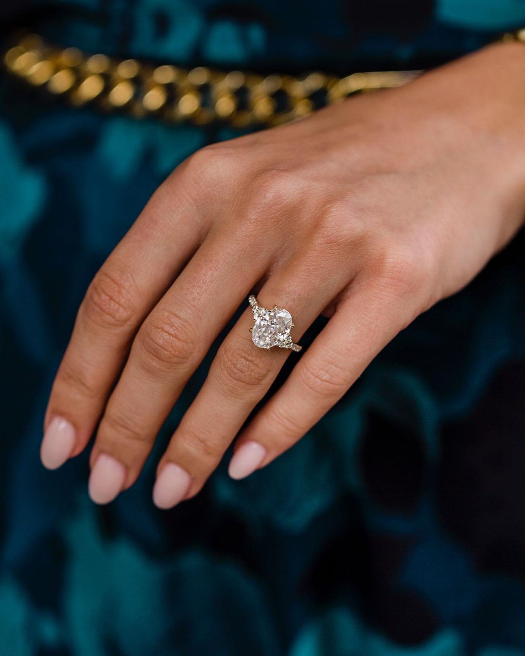 3.10 CT Oval Moissanite Ring Featuring Cluster Style 6