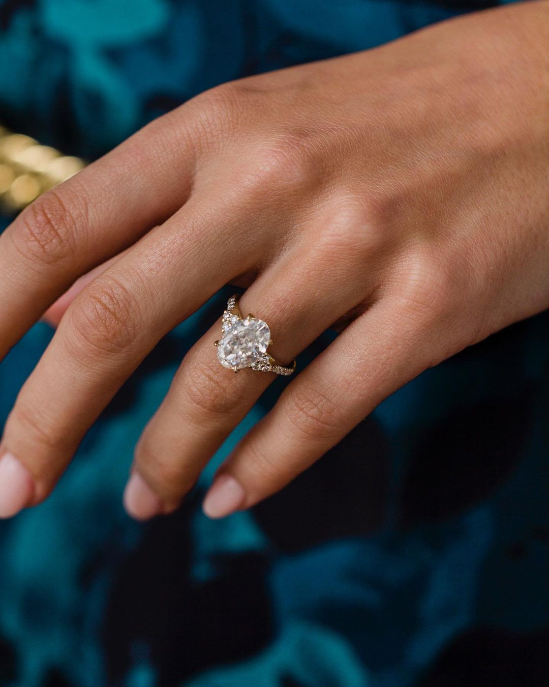 3.10 CT Oval Moissanite Ring Featuring Cluster Style 5