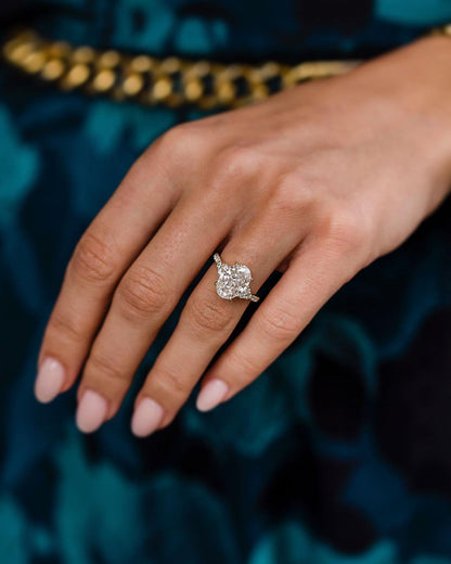 3.10 CT Oval Moissanite Ring Featuring Cluster Style 4