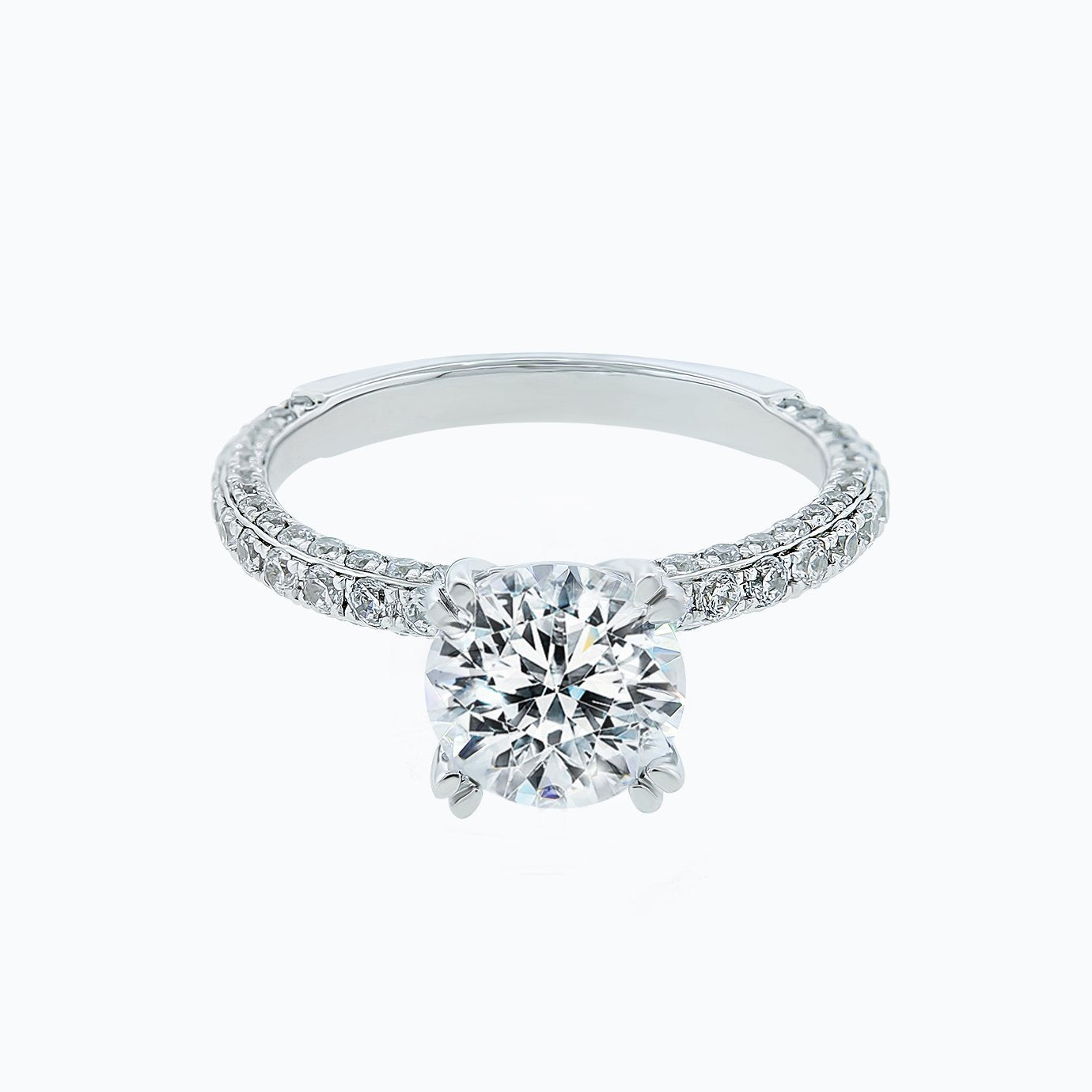 Round Triple Pave Lab Grown Diamond Engagement Ring