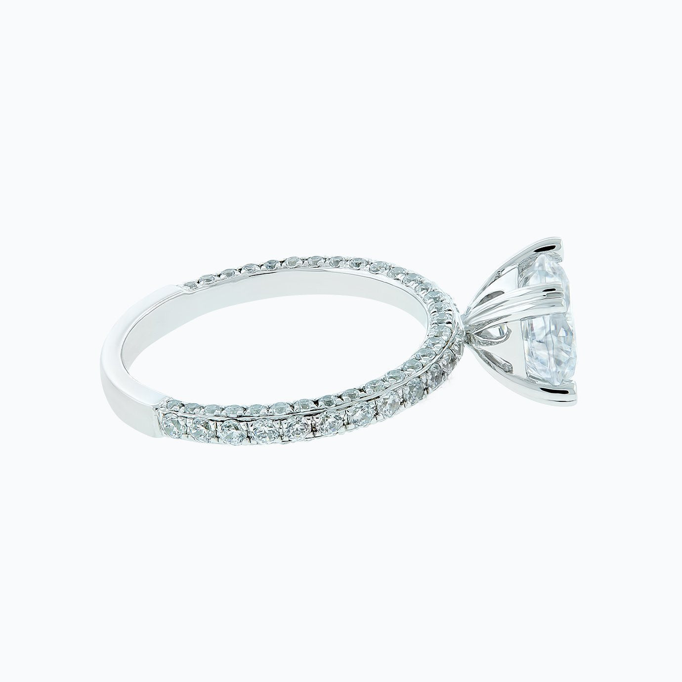 Round Triple Pave Lab Grown Diamond Engagement Ring