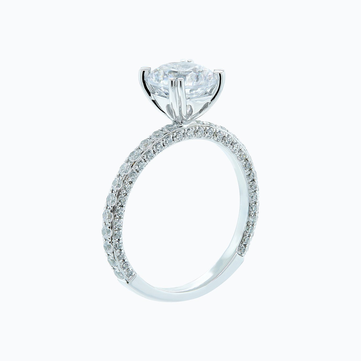 Round Triple Pave Lab Grown Diamond Engagement Ring