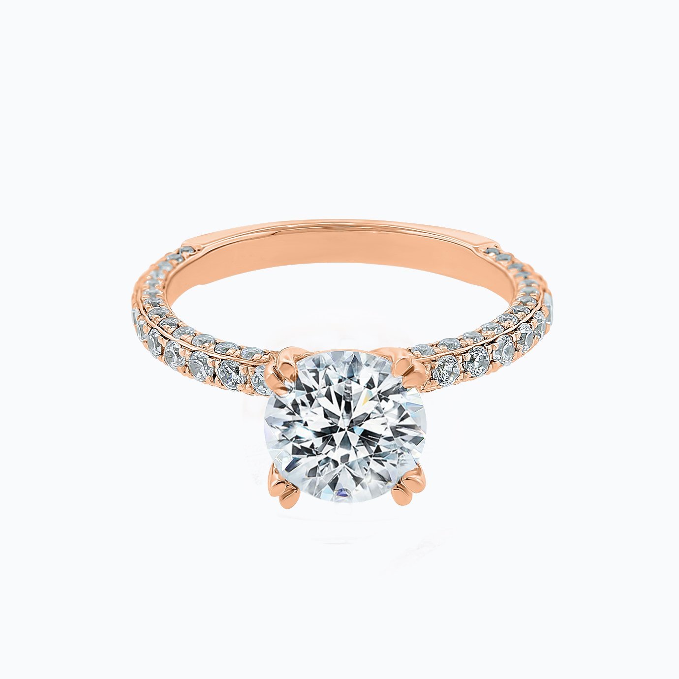Round Triple Pave Lab Grown Diamond Engagement Ring