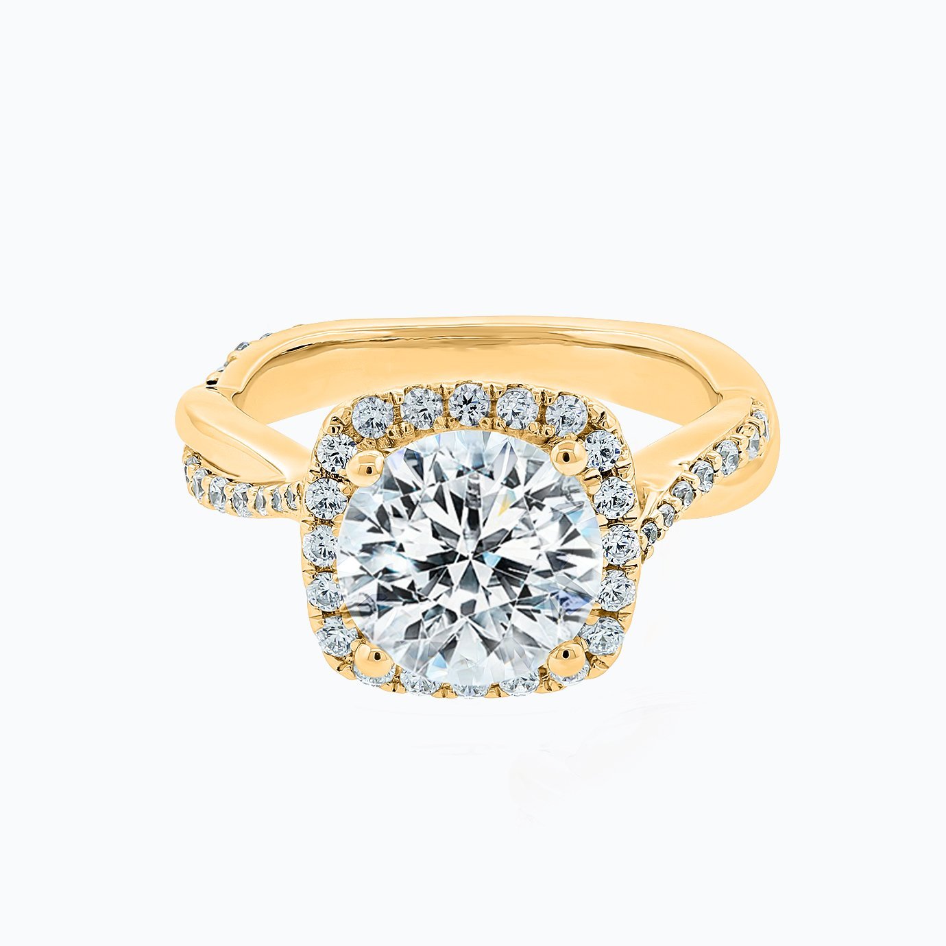 Round Halo & Twisted Pave Lab Grown Diamond Engagement Ring