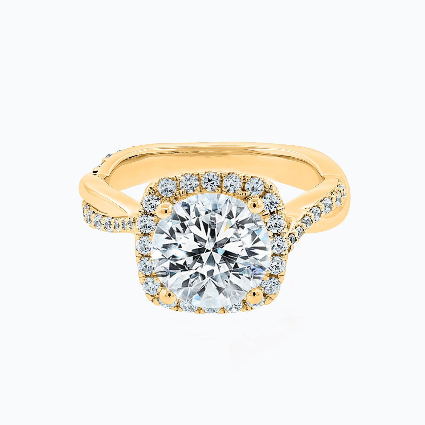 Round Halo & Pave Lab Grown Diamond Engagement Ring