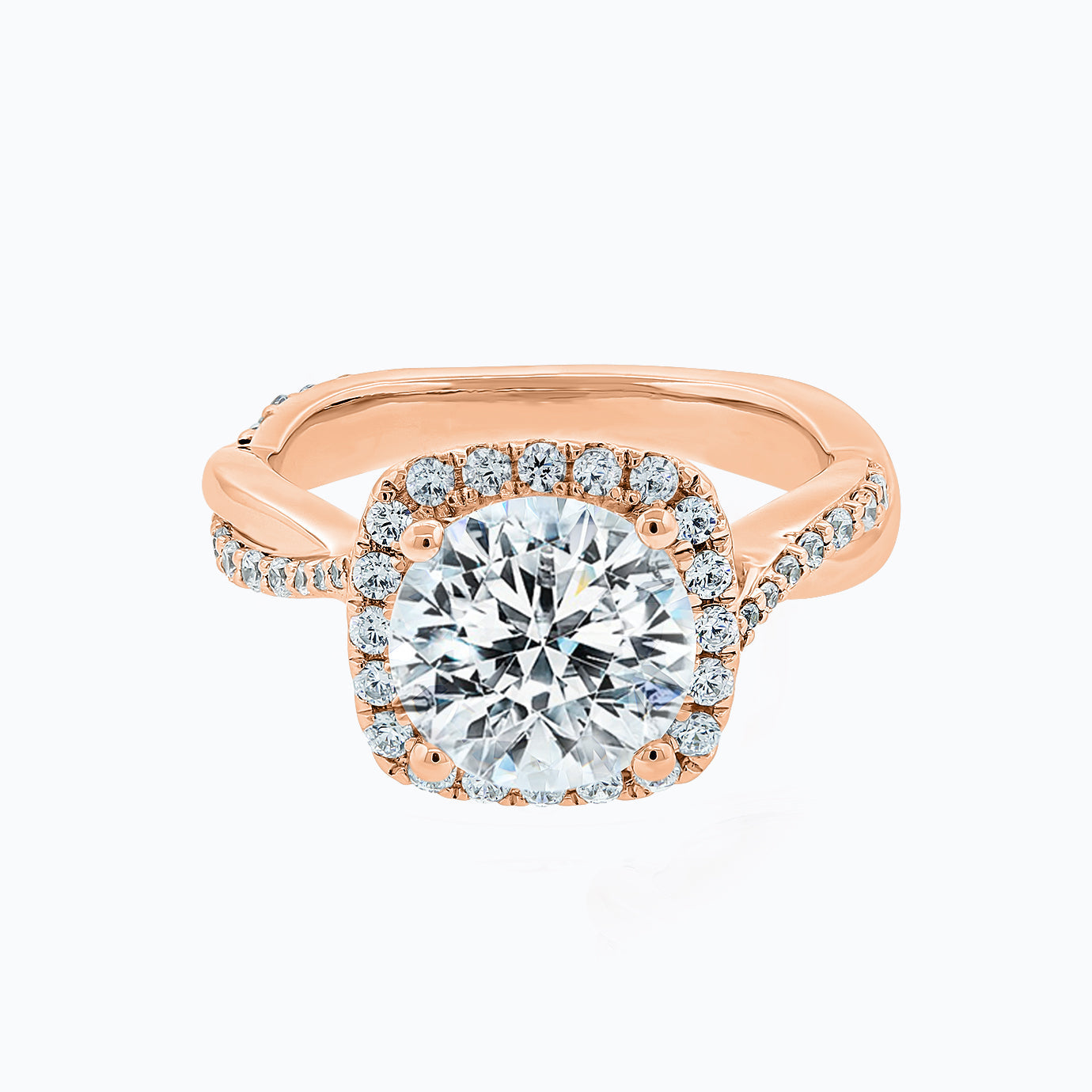 Round Halo & Pave Lab Grown Diamond Engagement Ring