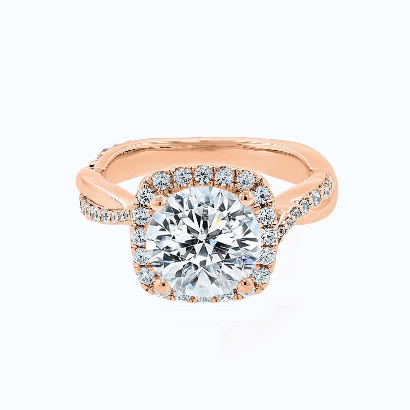 Round Halo & Twisted Pave Lab Grown Diamond Engagement Ring