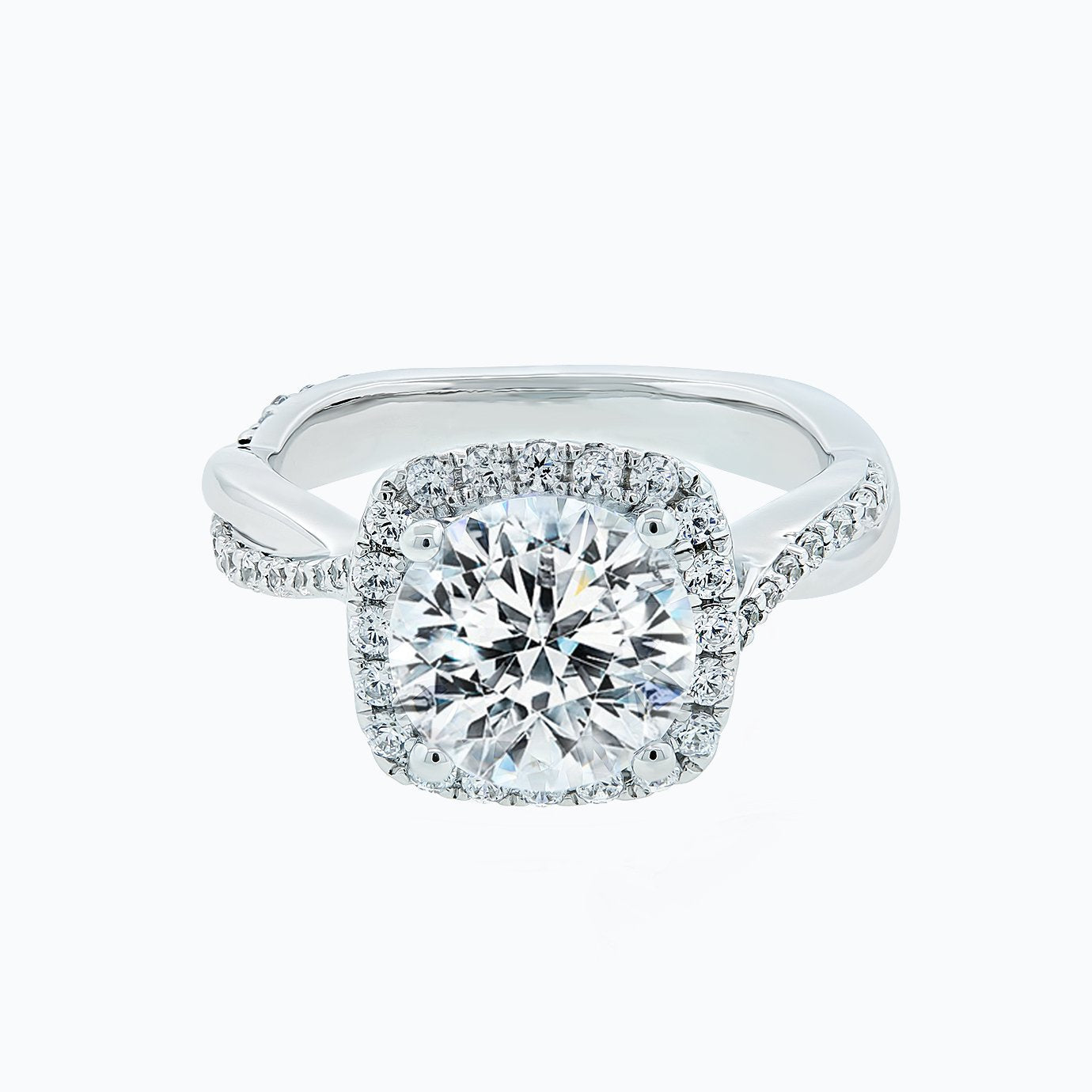 Round Halo & Twisted Pave Lab Grown Diamond Engagement Ring