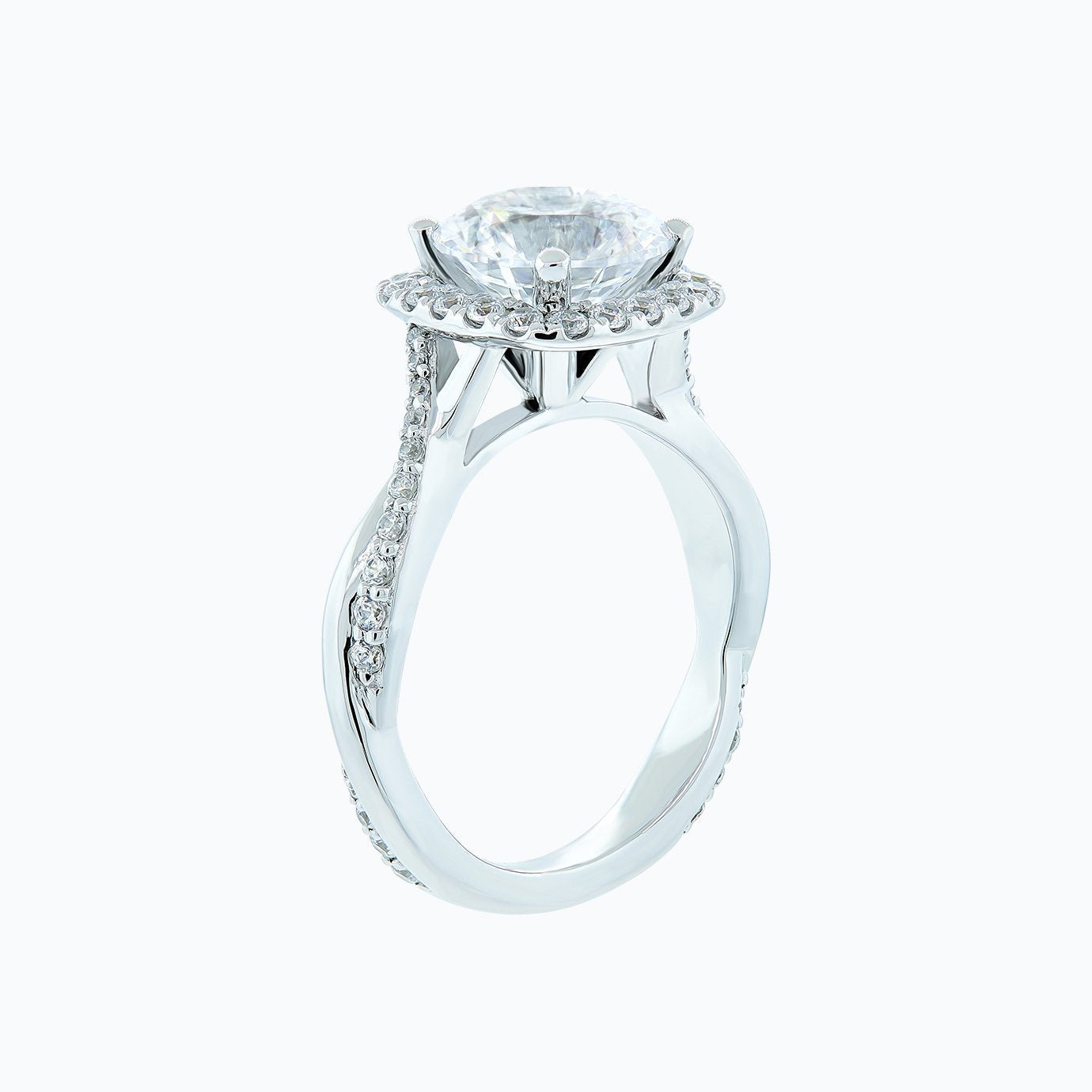 Round Halo & Twisted Pave Lab Grown Diamond Engagement Ring