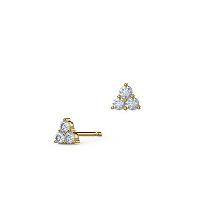 0.30 TCW Round Cut Moissanite Three Stone Stud Earrings in Gold 7