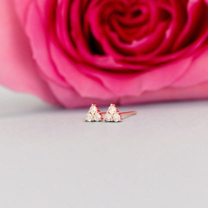 0.30 TCW Round Cut Moissanite Three Stone Stud Earrings in Gold 1