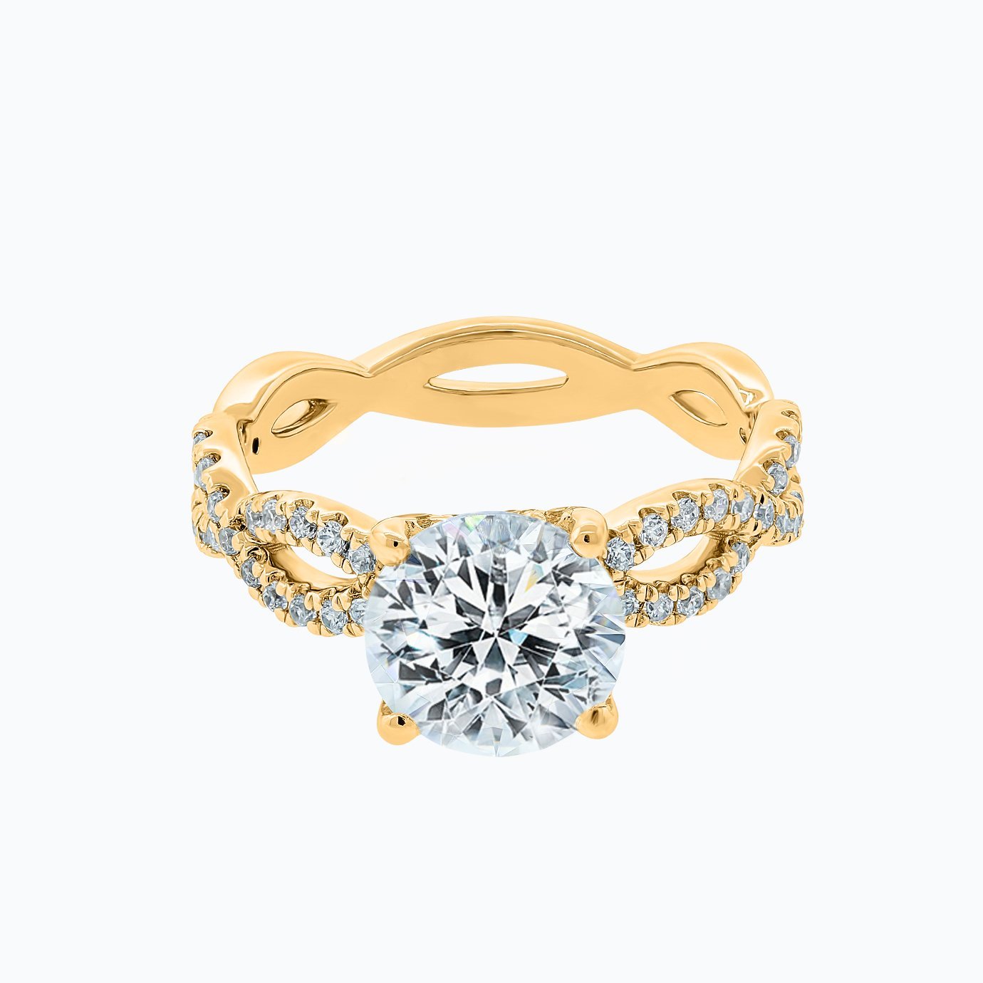 Round Criss - Cross Pave Lab Grown Diamond Engagement Ring