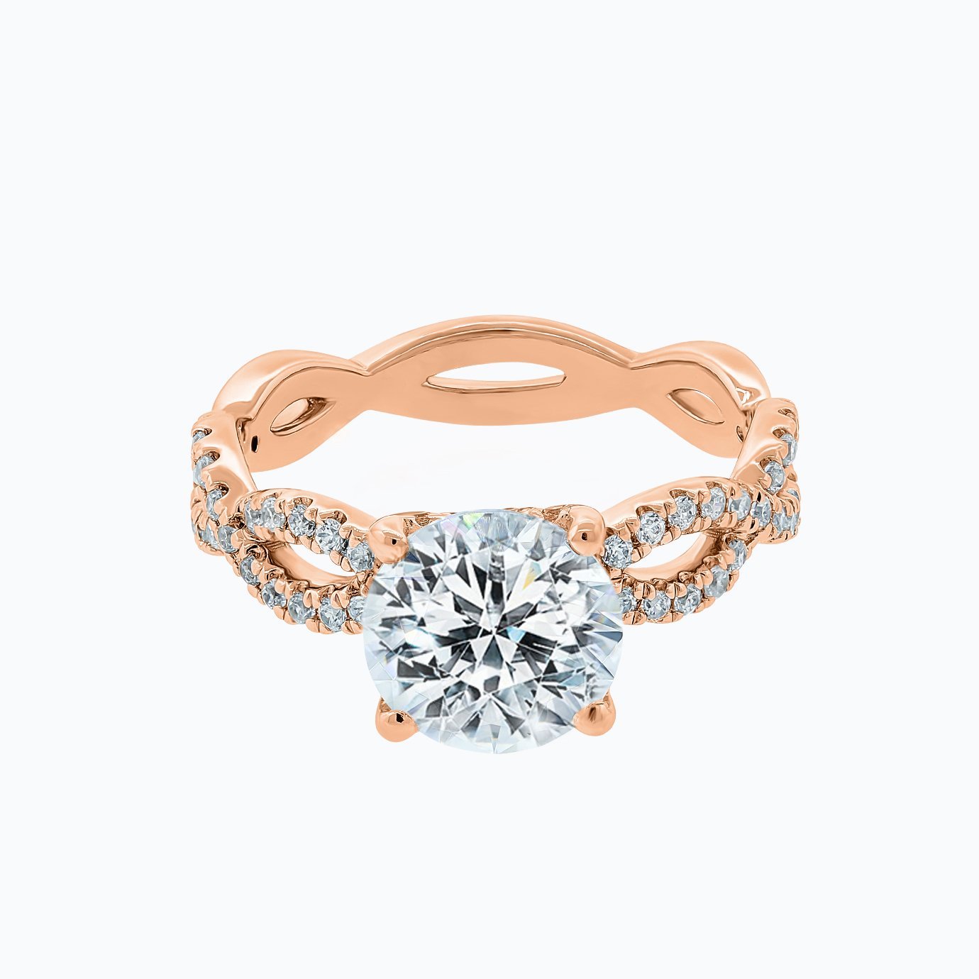 Round Criss - Cross Pave Lab Grown Diamond Engagement Ring
