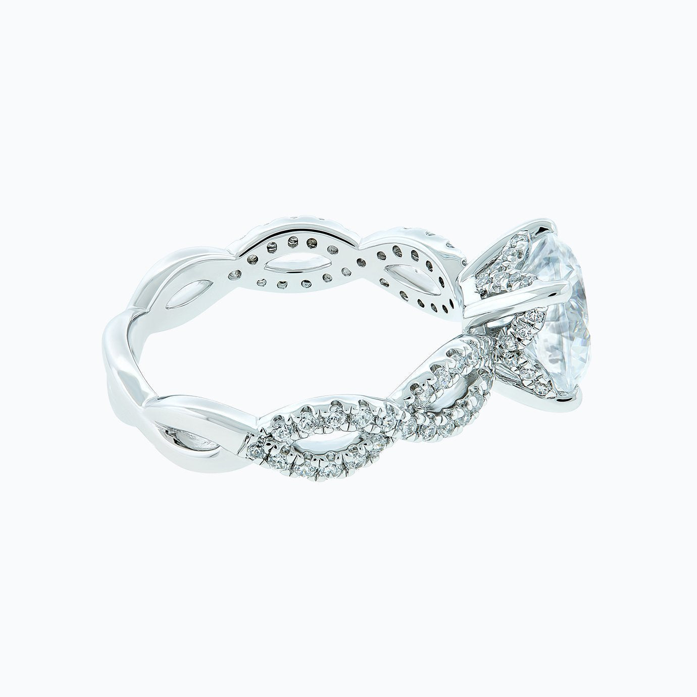 Round Criss - Cross Pave Lab Grown Diamond Engagement Ring