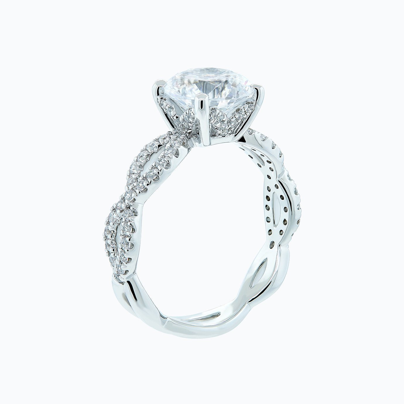 Round Criss - Cross Pave Lab Grown Diamond Engagement Ring