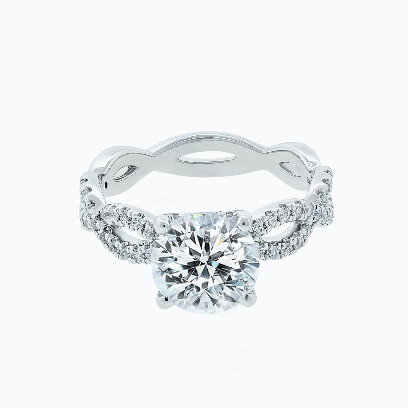 Round Criss - Cross Pave Lab Grown Diamond Engagement Ring