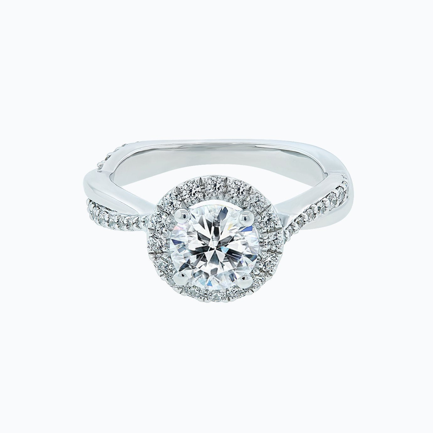 Round Halo & Twisted Pave Lab Grown Diamond Engagement Ring