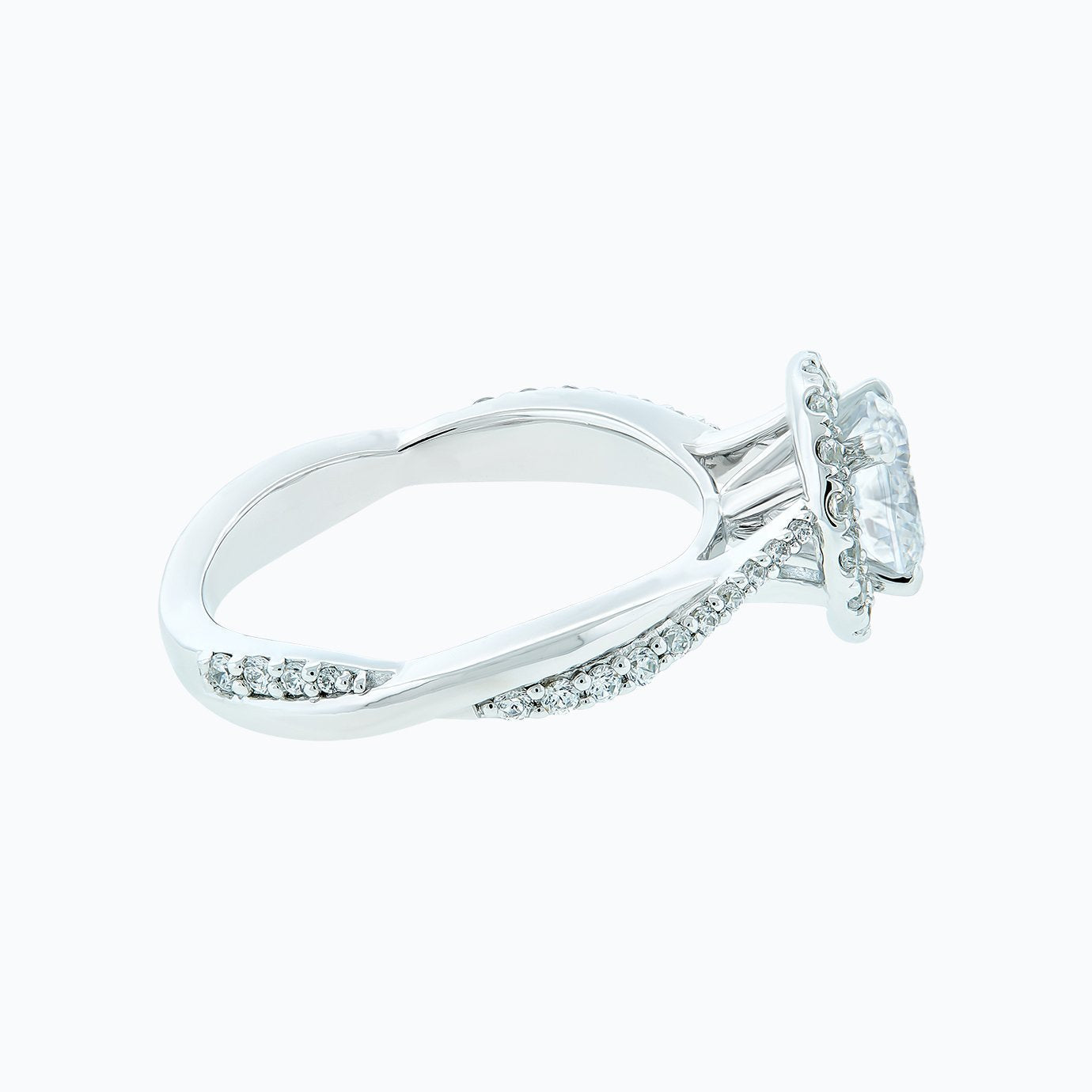Round Halo & Twisted Pave Lab Grown Diamond Engagement Ring