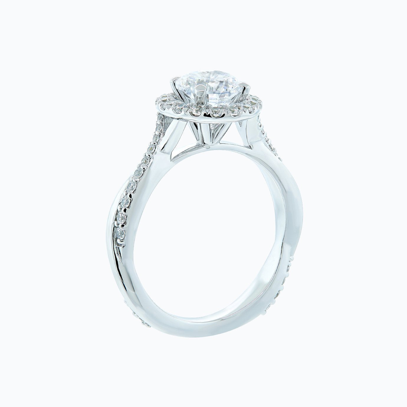 Round Halo & Twisted Pave Lab Grown Diamond Engagement Ring