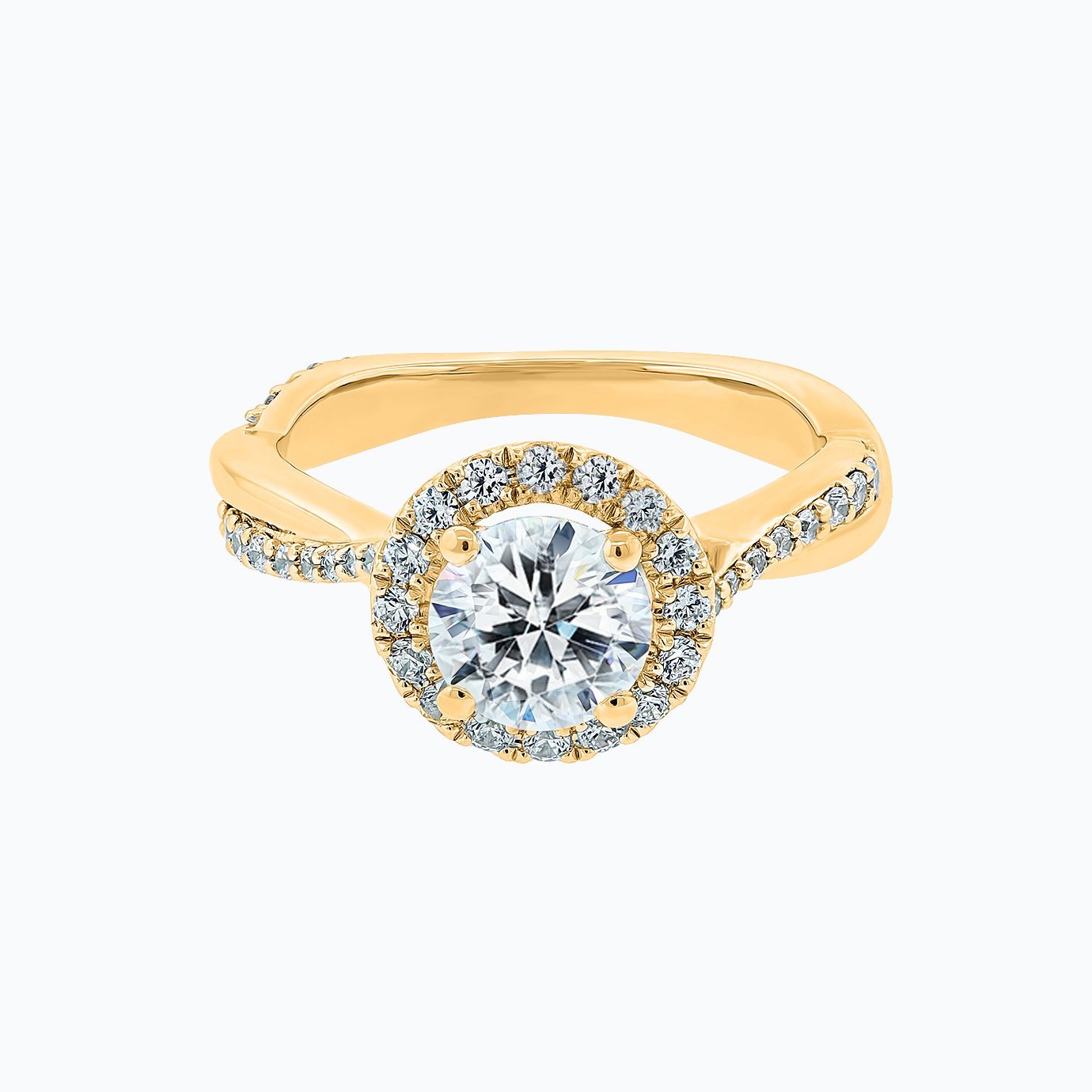 Round Halo & Twisted Pave Lab Grown Diamond Engagement Ring