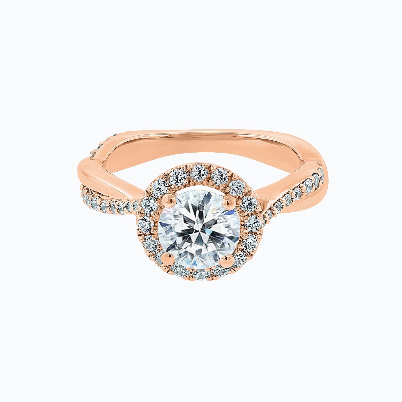 Round Halo & Twisted Pave Lab Grown Diamond Engagement Ring