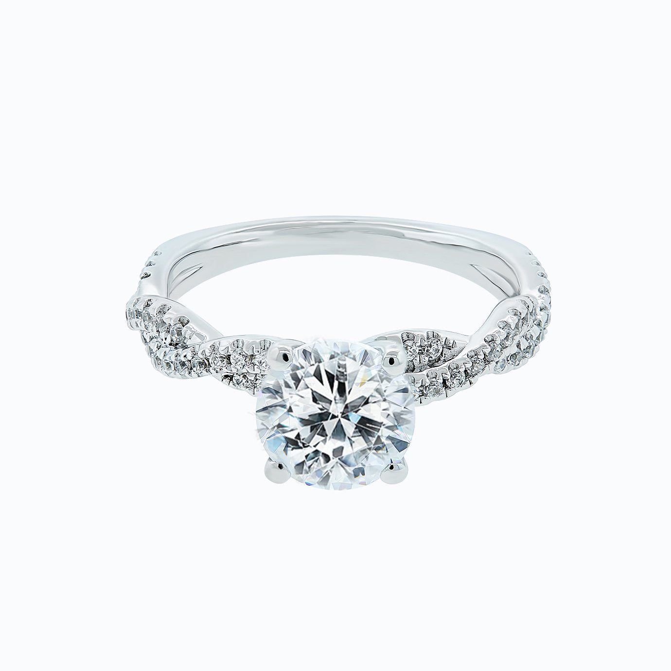 Round Twisted Pave Lab Grown Diamond Engagement Ring