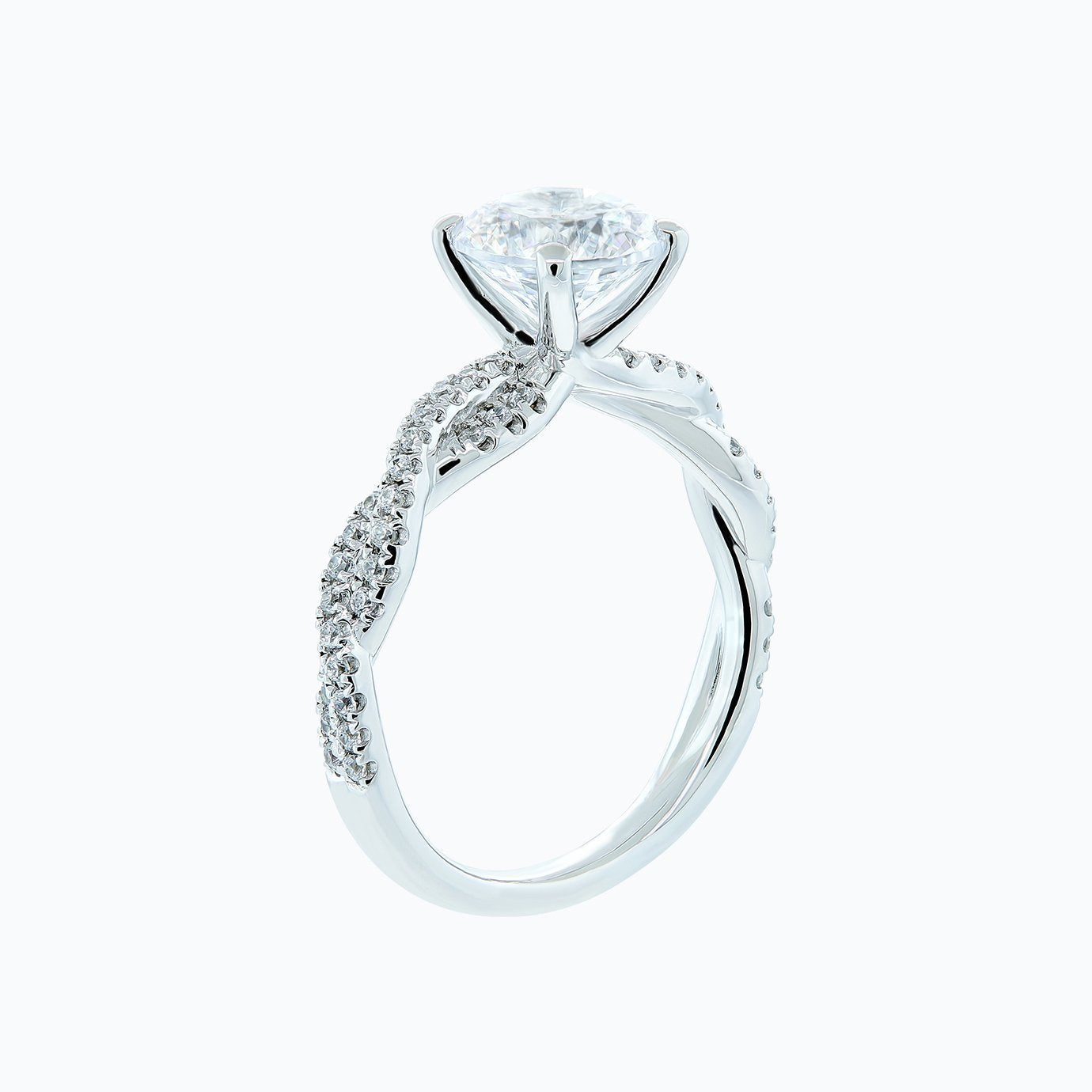 Round Twisted Pave Lab Grown Diamond Engagement Ring