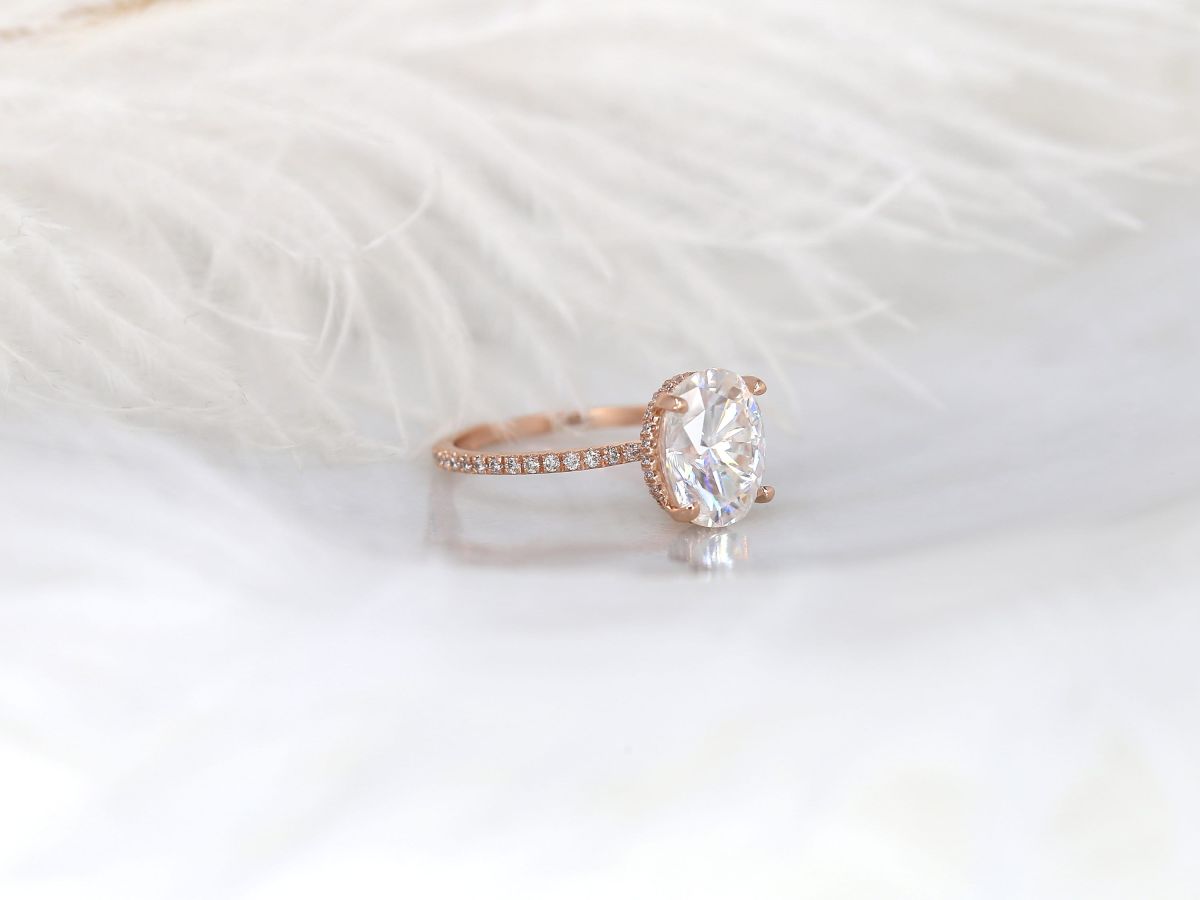 Stunning 4.20 CT Oval Moissanite Engagement Ring with Hidden Halo Design 2