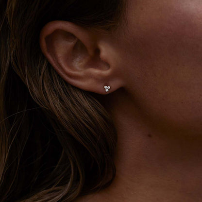 0.05 TCW Round Cut Moissanite Stud Earrings in Gold 3