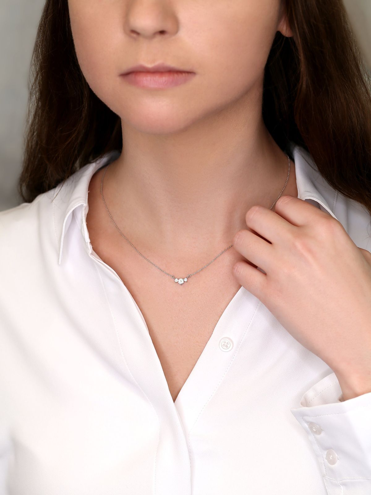 0.30 CT Round Moissanite Diamond Three Stone Pendant Necklace in Solid Gold 1