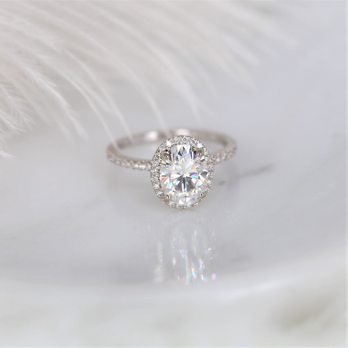 Stunning 2.0 CT Oval Moissanite Engagement Ring with Pave Design 1