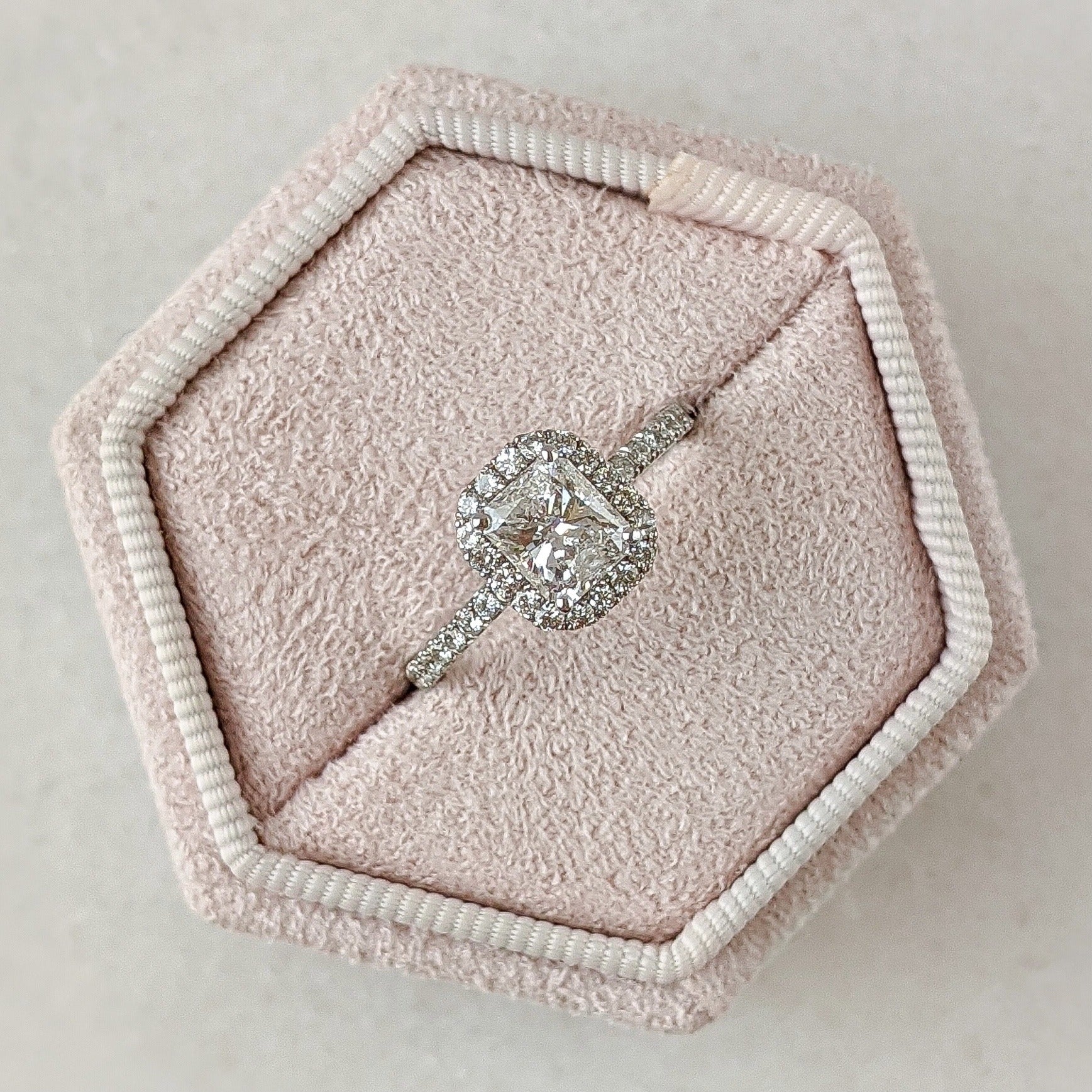 Radiant Halo & Pave Lab Grown Diamond Engagement Ring