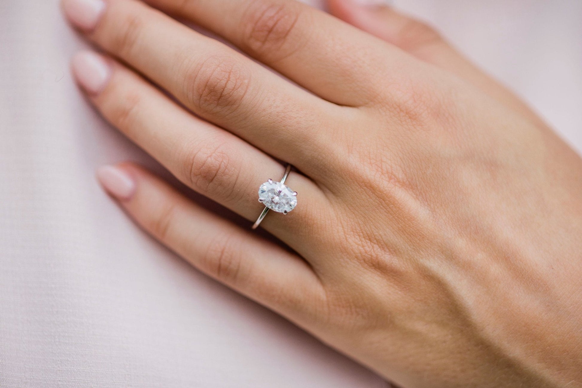 2.10 CT Oval Hidden Halo Moissanite Engagement Ring 4