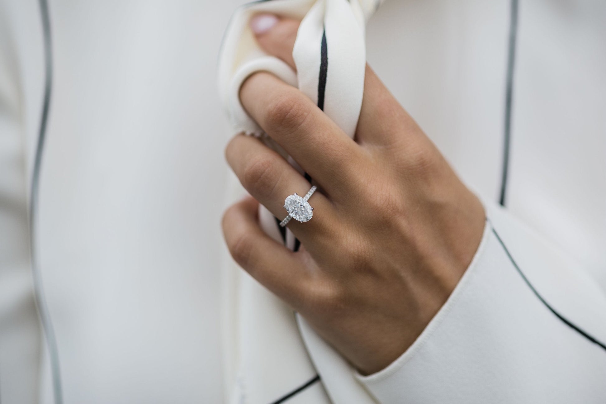 2.90 CT Oval Hidden Halo & Pave Moissanite Engagement Ring 6