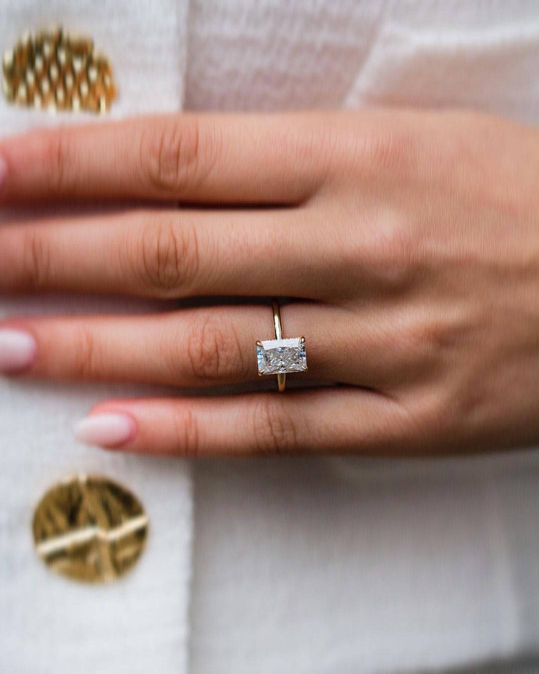 3.0 CT Radiant Moissanite Ring Featuring Hidden Halo Style 4