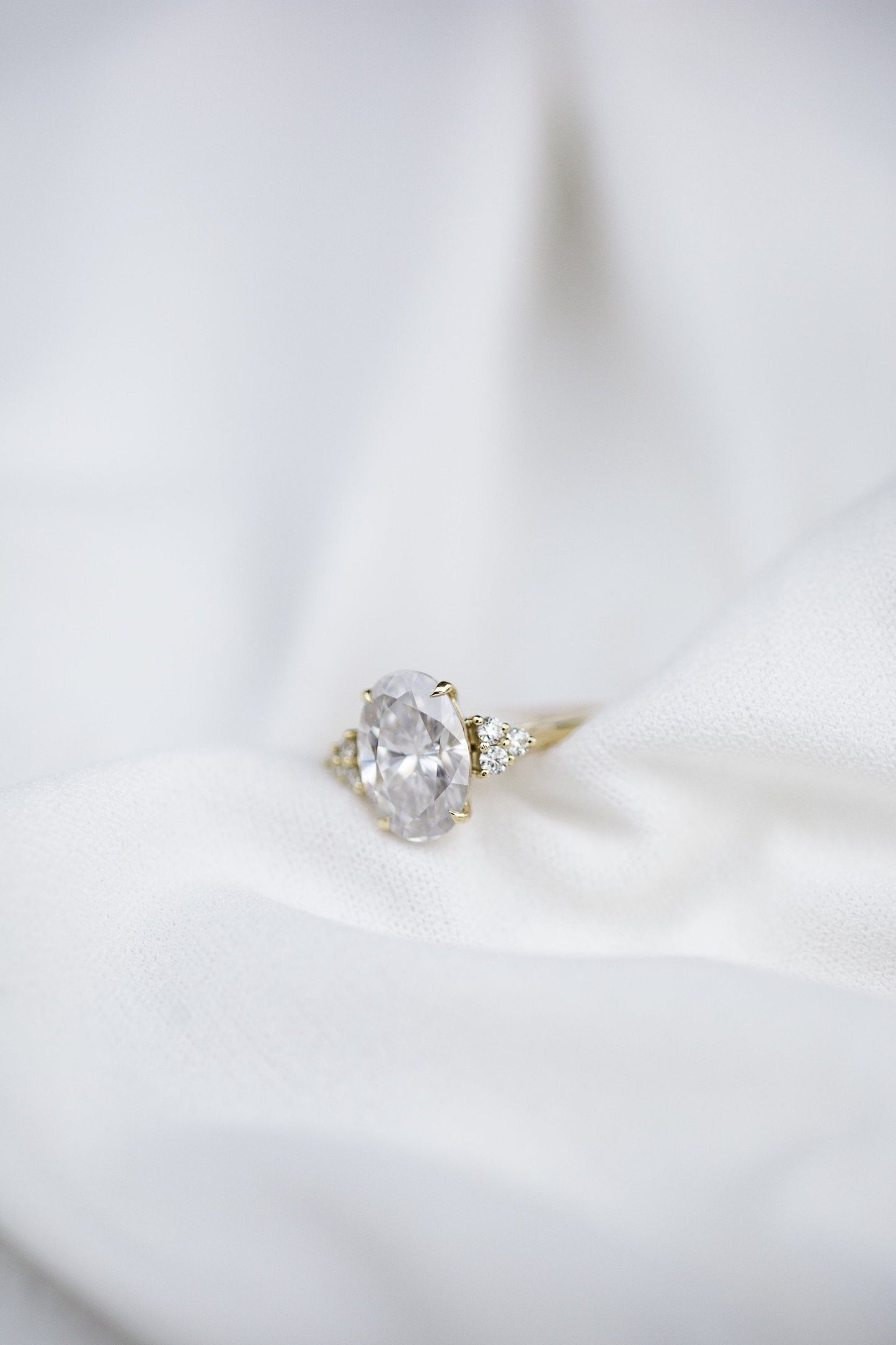 4.0 CT Oval Moissanite Ring Featuring Cluster Style 9