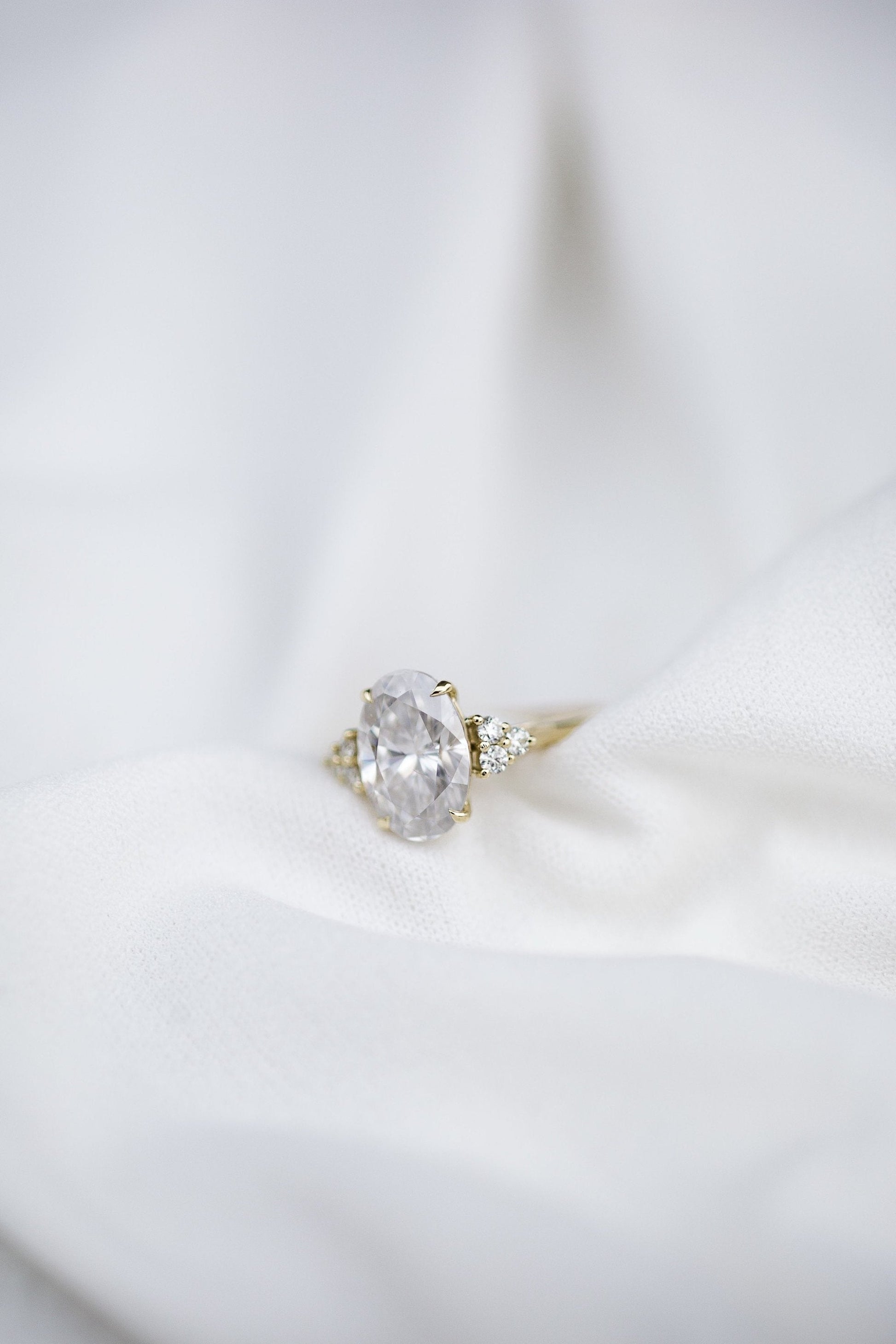 4.0 CT Oval Moissanite Ring Featuring Cluster Style 9