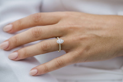 1.85 CT Oval Hidden Halo & Pave Moissanite Engagement Ring 7