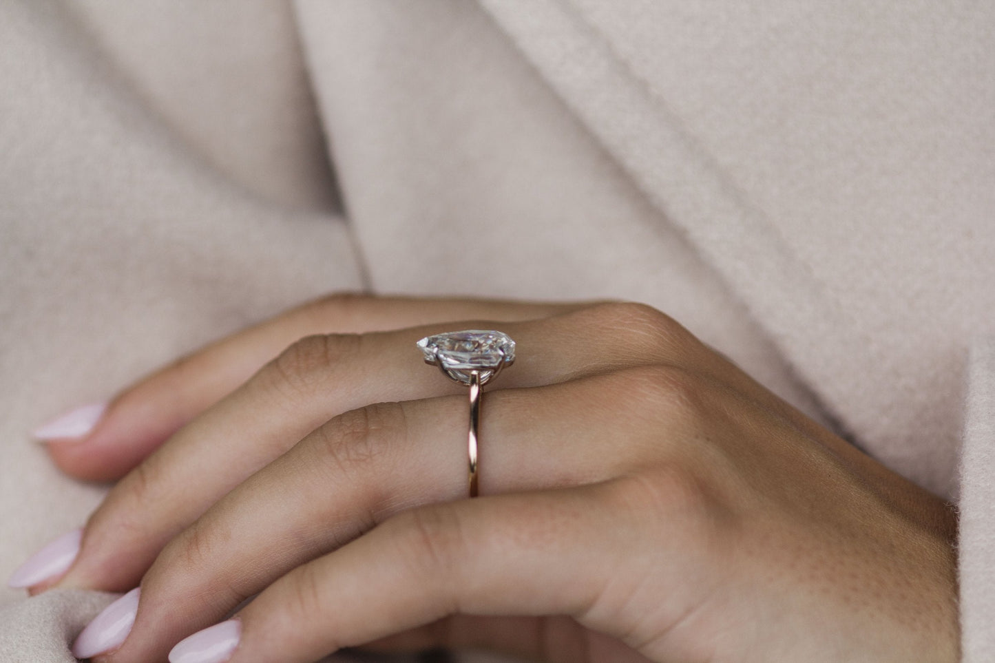 4.50 CT Pear Moissanite Ring Featuring Bridge Style 5