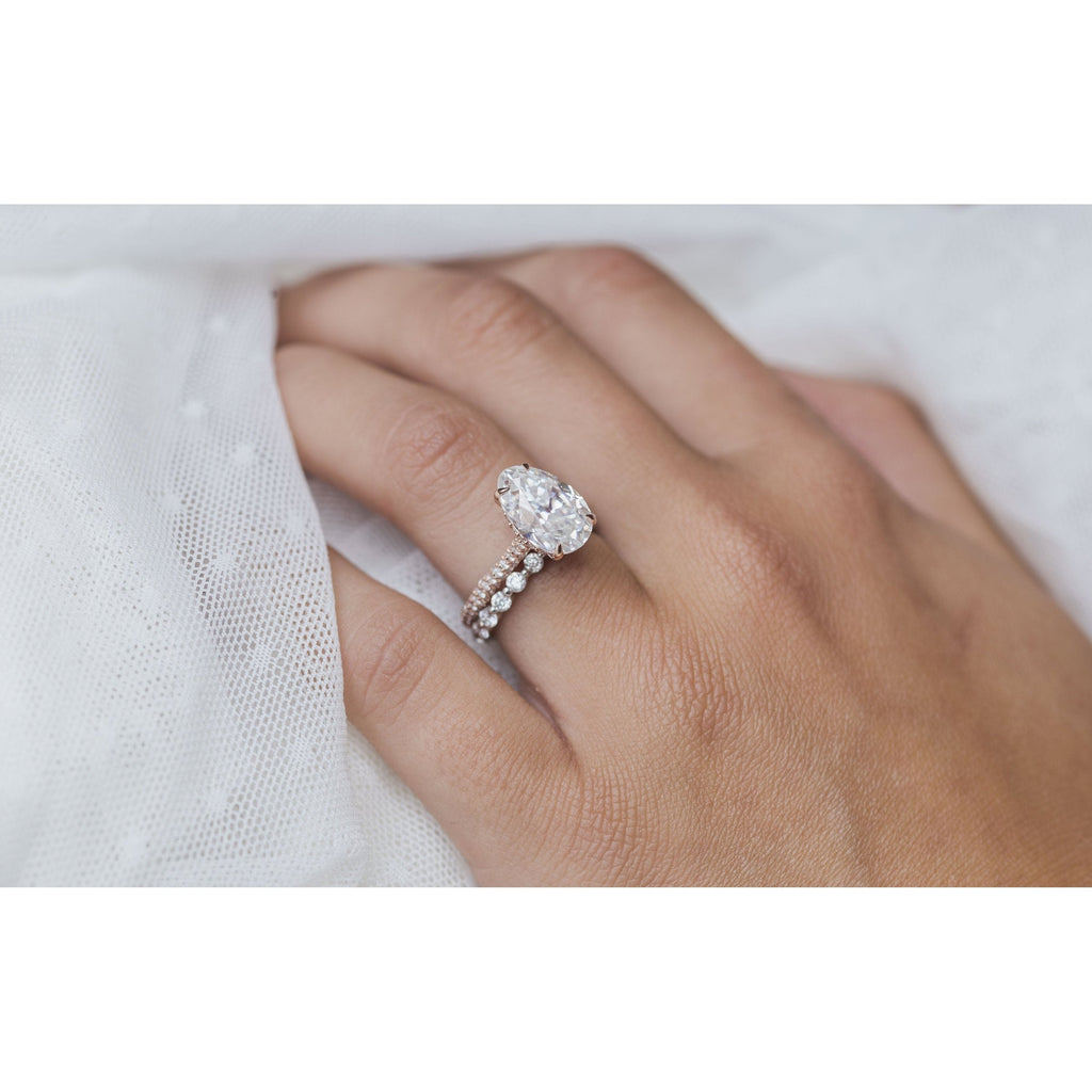 3.2 CT Pear Moissanite Ring Featuring Hidden Halo Pave Style 5